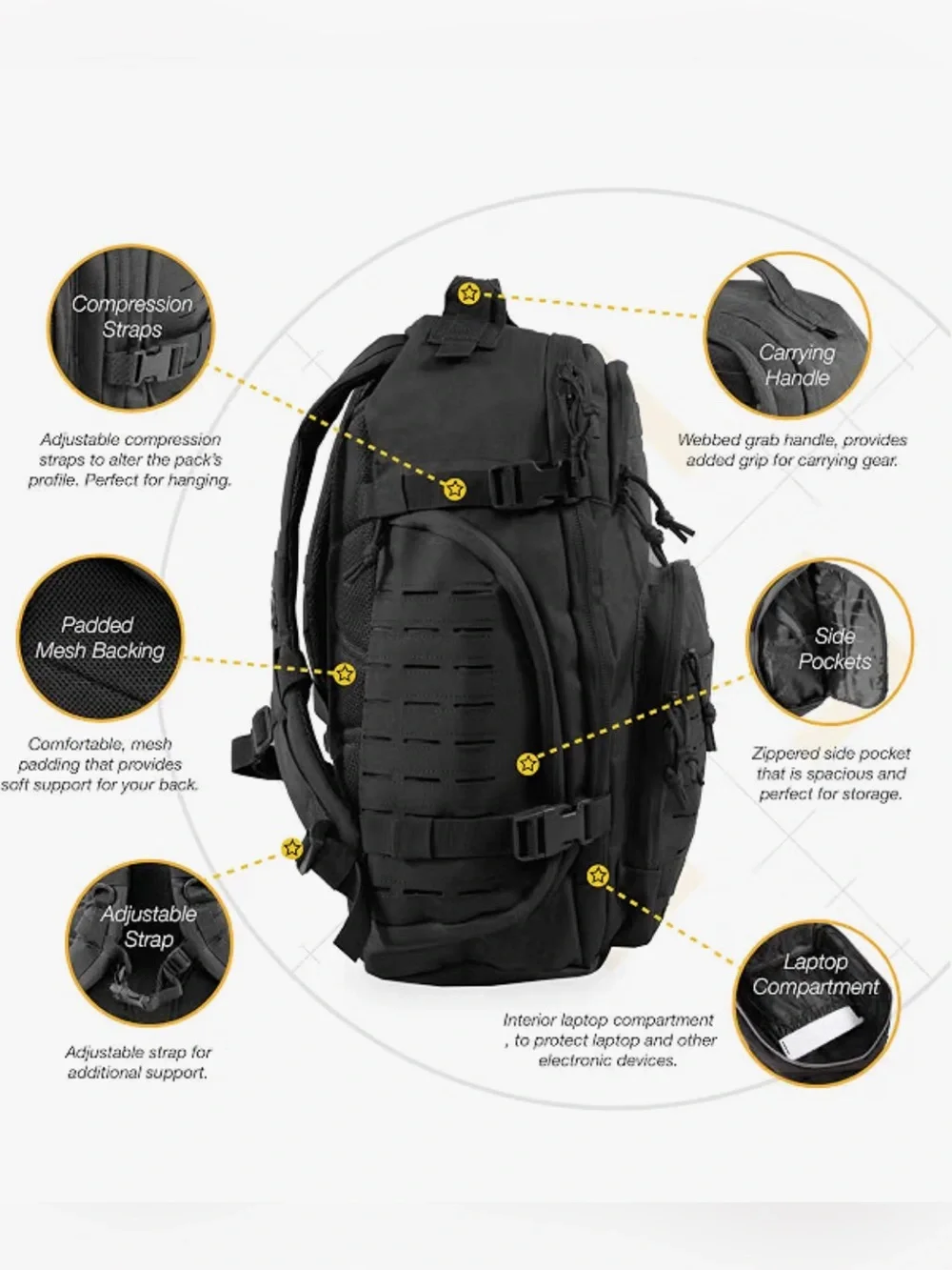 NEW HIGHLAND TACTICAL ROGER MOLLE Backpack BLACK